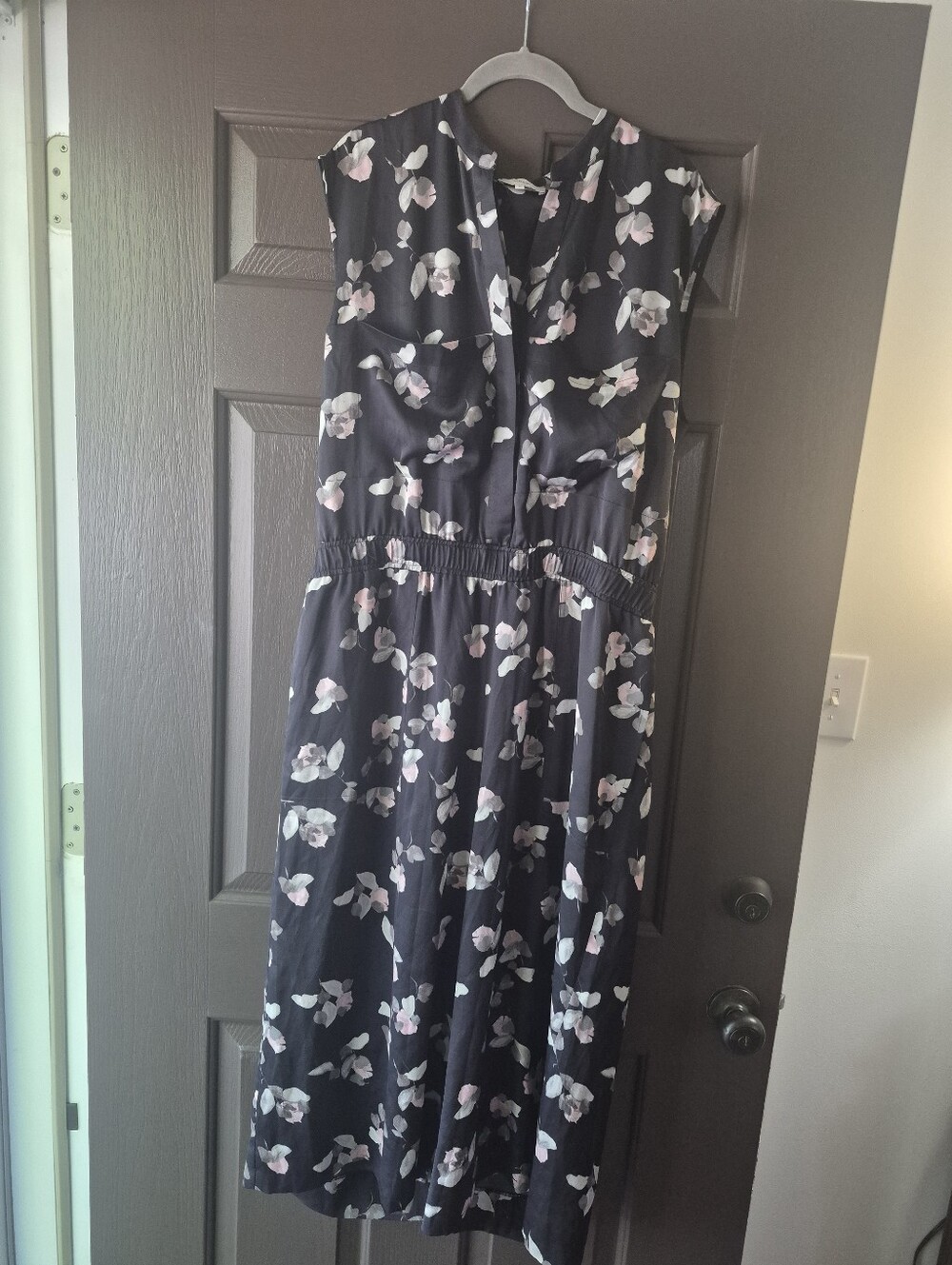 Vince Black Jumpsuit with Pink and White Floral Pattern